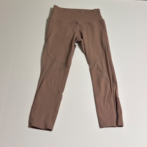 ALO Yoga Pants - Alo Yoga High Waist Mesh Panel Leggings Mauve Brown Crop Tights